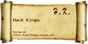 Hack Kinga névjegykártya